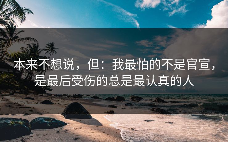 本来不想说，但：我最怕的不是官宣，是最后受伤的总是最认真的人
